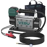 VEBU 12V Air Compressor, 125PSI Tire Inflator with In-line Pressure Gauge | 5.65CFM Fast Inflation for Off-road Vehicles, Trucks, SUVs, RVs, ATVs, DC Power, Corded Electric