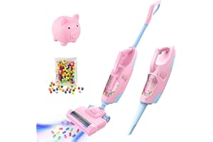 SMILESSKIDDO Kids Toy Vacuum & Piggy Bank Set - Real Working Vacuum for Chores, Earn Commission to Save, Teaches Money Skills & Responsibility, Educational Cleaning Toy, Birthday Gift for Boys & Girls
