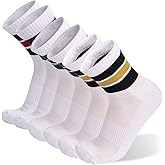 WHCPCYO 6 Pack Men's Athletic Cushion Running Socks - Performance Breathable Crew for Outdoor Sports
