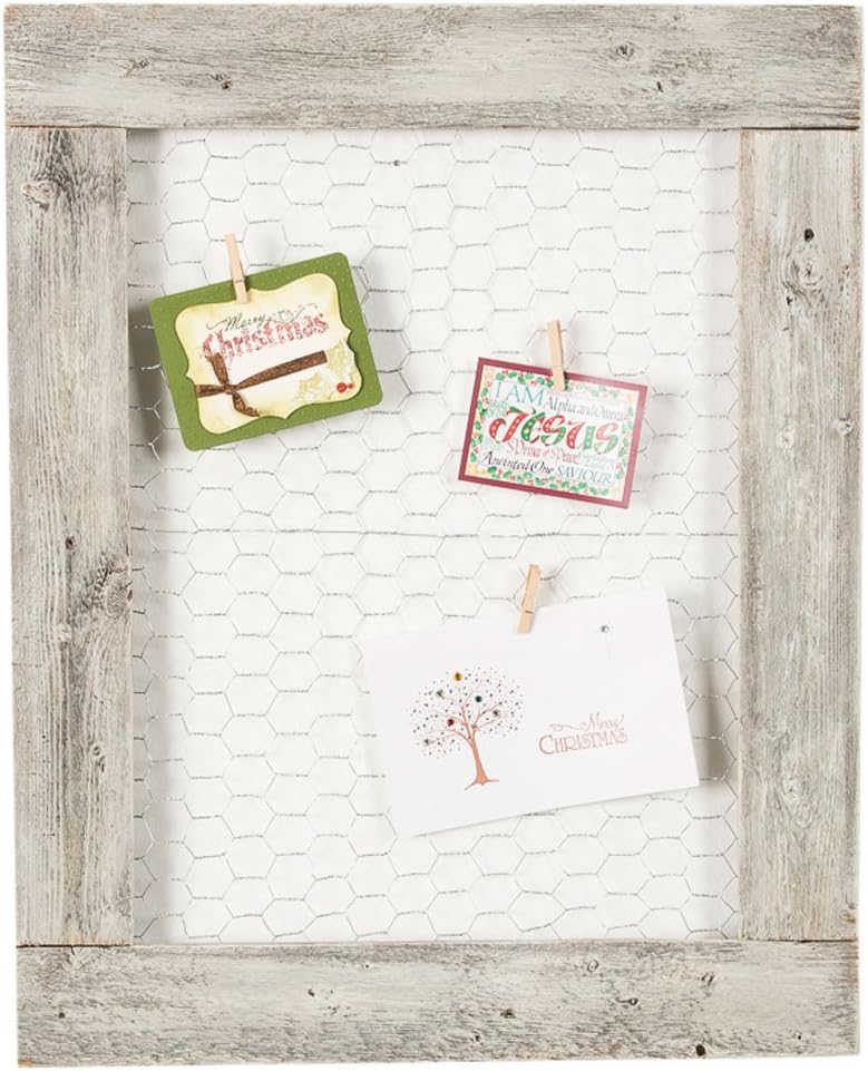 Drakestone Designs Barnwood Picture Frame Chicken Wire Photo Display | Wall Mount | Handmade Rustic Reclaimed Wood | 27 x 23 Inch - Whitewash