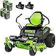 Greenworks 60V 42” Cordless Electric CrossoverZ Zero Turn Riding Mower, (4) 8.0Ah Batteries and (2) Dual Port Turbo Chargers