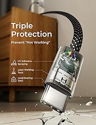 LISEN Type C Charging Cable, [5-Pack, 6.6FT] USB-C
