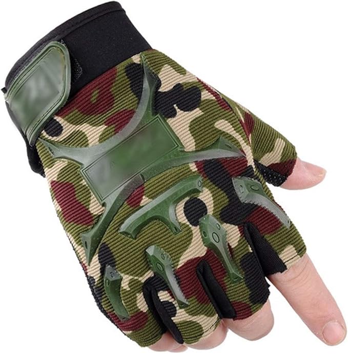 BECCYYLY Men'S Fingerless Gloves Short Gloves Hunting Outdoor Riding
