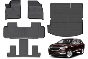 Hutisya-Floor Mats & Cargo Liner Set Fit for Buick Enclave 2018-2024 All Weather Protection Anti-Slip & Durable TPE Full Set Liners Automotive Accessories-Black