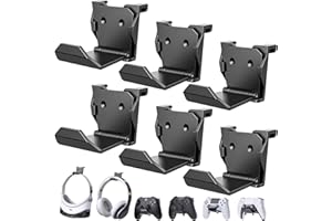HOLLABUDZ Controller Wall Mount for PS5/PS4/Xbox/Switch Controller, Adhesive PS5 Headset Holder Controller Stand for PS5 Console, 6 Pack Headphone Hanger Wall Mount Hook,PS5 Accessories Controller Headset Stand