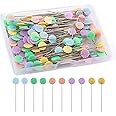 LUTER 200pcs Flat Flower Head Pins with Storage Box, Assorted Colors, Decorative Sewing Pins for Craft Projects