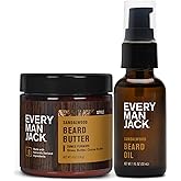 Every Man Jack Beard Oil & Beard Butter Bundle - Sandalwood Fragrance - Rejuvenates, Hydrates & Styles Dry Beards - Naturally Derived with Cocoa Butter and Shea Butter