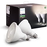 Philips Hue White Outdoor PAR38 13W Smart Bulbs (Philips Hue Hub required), 2 White PAR38 LED Smart Bulbs, Works with Alexa, Apple HomeKit and Google Assistant