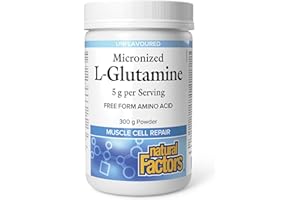 Natural Factors Micronized L-Glutamine, 5 g per Serving, 300 g Powder = 60 Day Supply, Muscle Cell Repair, Vegan, Gluten-Free