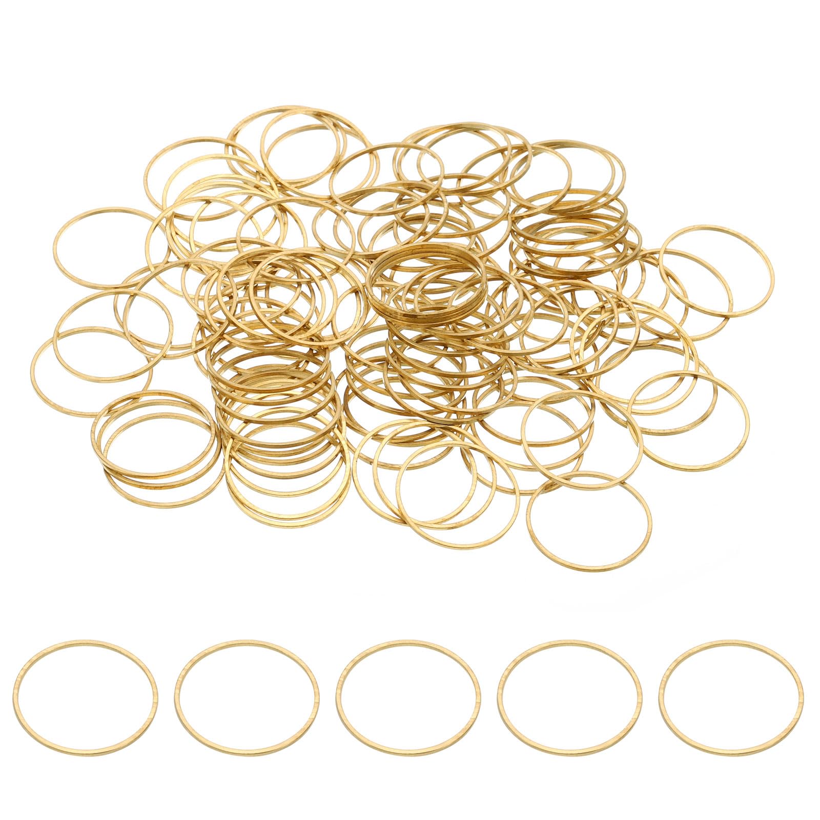 PATIKIL 20mm OD x 18.5mm ID Beading Hoop, 100Pcs Solid Copper Beading Finding Ring