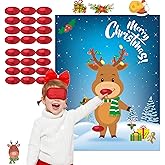 Funnlot Christmas Games for Kids Pin The Nose on The Reindeer Christmas Holiday Party Games Reusable 24 Noses Stickers and 1 