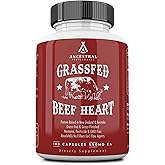 Ancestral Supplements Grass Fed Beef Heart Supplement, 3300mg, CoQ10 Supplement Supports Heart and Mitochondrial Health, Non-GMO, 180 Capsules