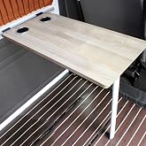 SAeWare Oak Folding Wall-Mounted Dining Table, 15x31in, White Steel Brackets, Adjustable Height, Space-Saving Design, Durable Construction, Ideal for RV, Home Office, Bedroom or Kitchen