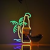 Beer Palm Tree Coro Bottle Neon Sign Dimmable LED Bar Neon Light for Wall Décor Neon Art signs with USB Plug for Pub Store Party Man Cave.