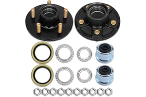 SAREE 2 Sets 3500lb Trailer Axle Trailer Hub Kit 5 Bolt 4.5",5×4.5 Trailer Hub fit 1-1/16" to 1-3/8" Tapered Trailer Spindle,Trailer Hub Assembly,Boat Trailer Hubs 5 Lug (Not Fit for Straight Spindle)