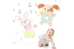 XIXILAND Baby Toys 0-6 Months Baby Rattles 0-6 Months, Plush Stuffed Animals Toys Newborn Toys 0 3 Months Brain Development Infant Toys 0-3 Months Soft Rattles for Babies 0-6 Months Boys Girls 2PCS
