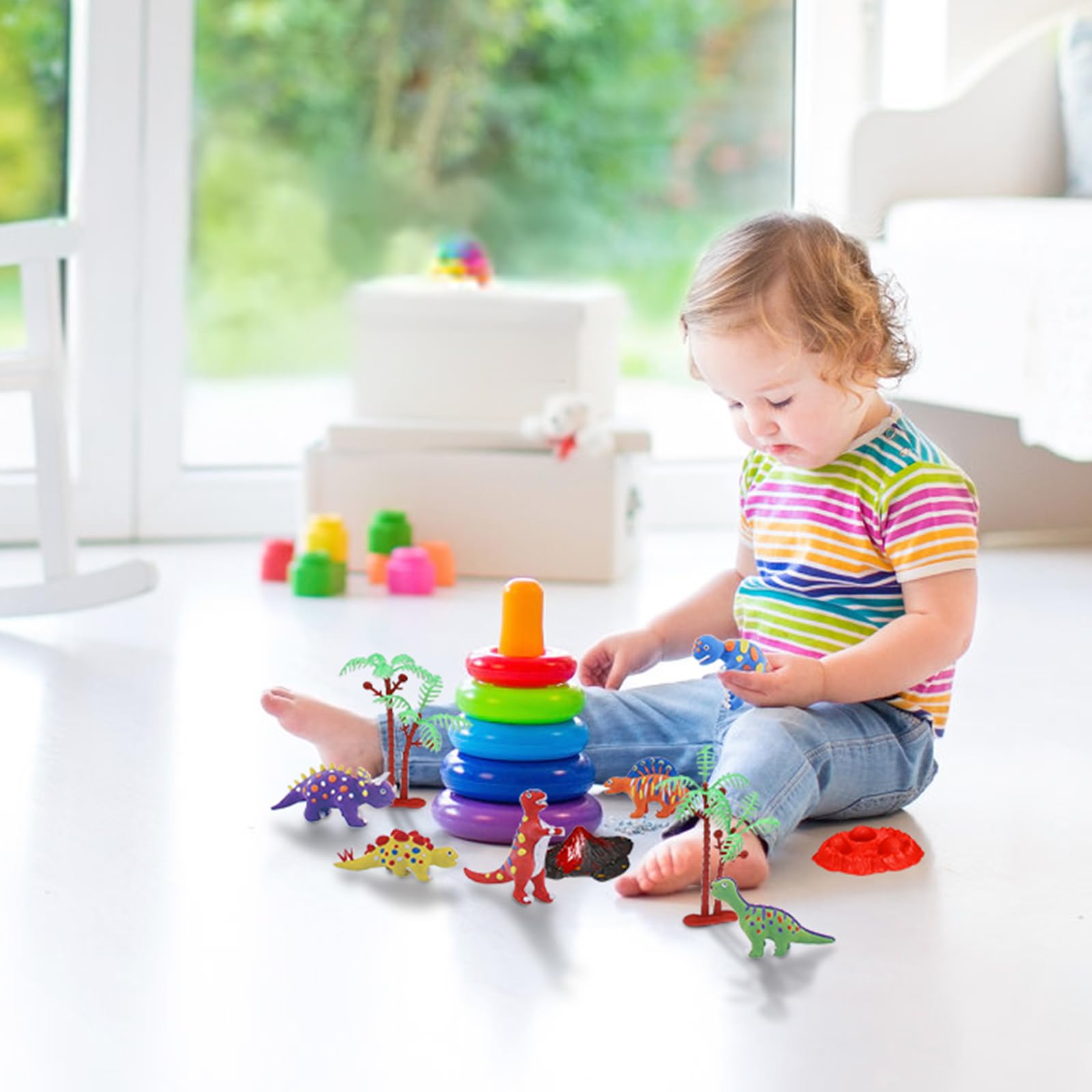TGFIX 32tlg Ton Dinosaurier Bastelset für Kinder Dinosaurier Basteln aus Lufttrocknende Modelliermasse Dino DIY Kunsthandwerk Kreative Kindergeburtstag Geschenk für Jungen Mädchen 2