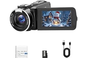 Camcorder Video Camera, 1080P HD Camcorder, Vlogging Camera with 48MP 3" 270° Flip Screen, Anti-Shake 18X Digital Zoom Cam Co