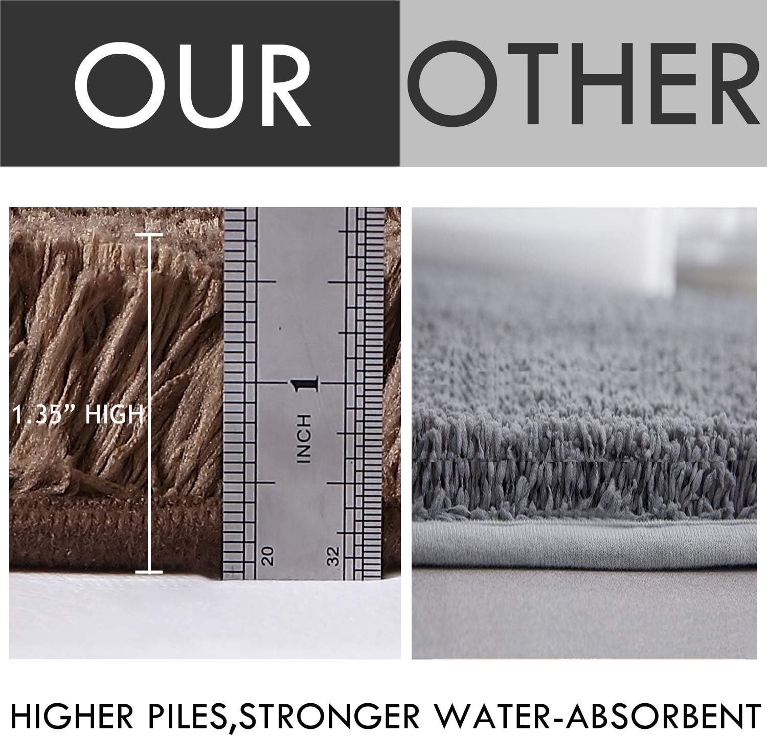 Bathroom Rug Gray Bath Mat Silver Shower Shaggy Floors Extra 24x16 Thick Super Soft Best Absorbent Perfect Absorbant Plush Machine Washable Door Mat Dry Carpet Grey Gentsing: Kitchen & Dining