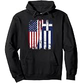 GREEK American Flag | Men Women Kids | GREECE Pullover Hoodie