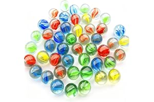 Glass Marbles, 50 Pcs Clear Mixed Colors Cat Eyes Bulk Round Marble Decor Gift Retro for,Home,Vases,Chinese Checkers,Decorati