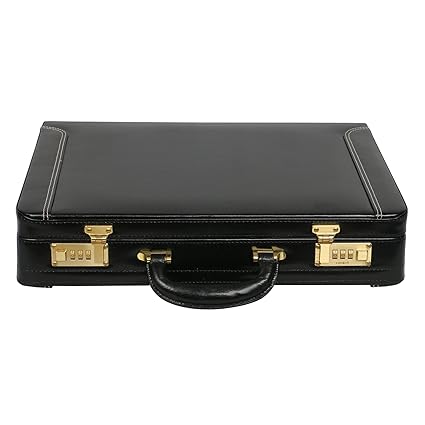 OBANI Genuine Leather Expandable Briefcase Black