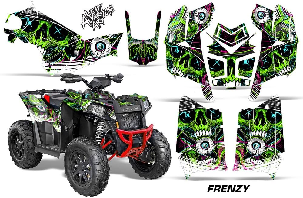 Amazon Com Amr Racing Atv Graphics Kit Sticker Decal Compatible With Polaris Scrambler 850 13 16 Frenzy Green Automotive