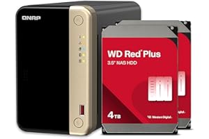 QNAP TS-264-8G-24W-US 2 Bay High-Performance Desktop NAS with 4TB Storage Capacity, Preconfigured RAID1 WD Red Plus HDD Bundl