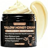 BNNBRGA Organic Grass-Fed Beef Tallow for Skin – Moisturizing Cream with Raw Honey, Handmade All-Natural, for Soft Smooth Skin (4 Oz, Milk Scent)