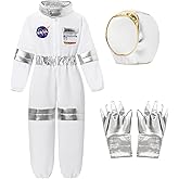 ZapLute Kids Astronaut Costumes Pilot America Spacesuit for Boys Girls Space Jumpsuit Role Play Dress up Set 3-12 Years