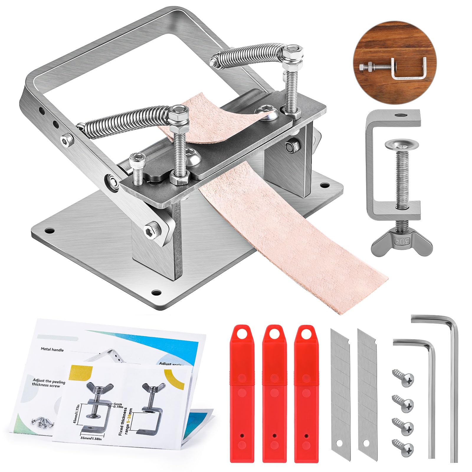 Photo 1 of DIUDUS Manual Leather Splitter, Leather Skiving Machine, Leather Skiving Tools with Clamp, Leather Skiver Machine for Leather Craft Working Tool