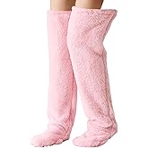 NAITEWELSE Womens Over Knee Fuzzy Socks Thigh High Fluffy Leg Warmers Plush Winter Sleeping Stockings Christmas