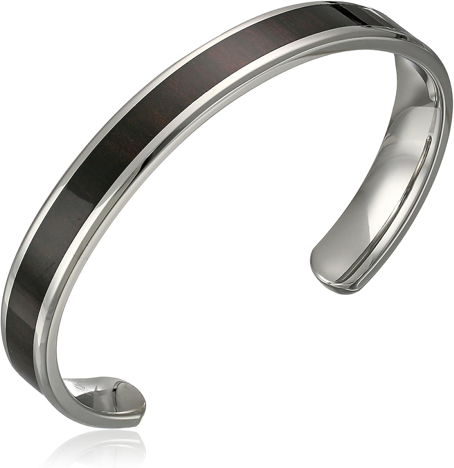 Stainless Steel Wood Cuff Bangle by Lavari Jewelers: Jewelry