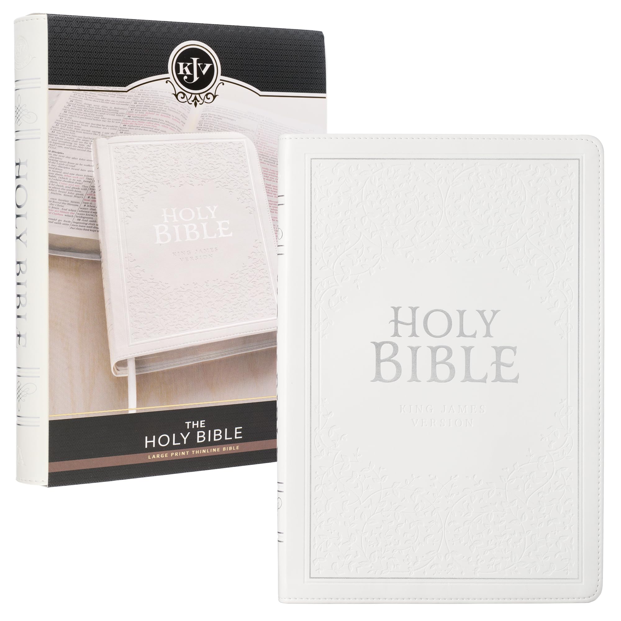 KJV Holy Bible, Thinline Large Print Faux Leather Red Letter Edition Thumb Index & Ribbon Marker, King James Version, White (KJV Thinline LP Editions) KJV Holy Bible, Thinline Large Print Faux Leather Red Letter Edition Thumb Index & Ribbon Marker, King James Version, White (KJV Thinline LP Editions) KJV Holy Bible, Thinline Large Print Faux Leather Red Letter Edition Thumb Index & Ribbon Marker, 