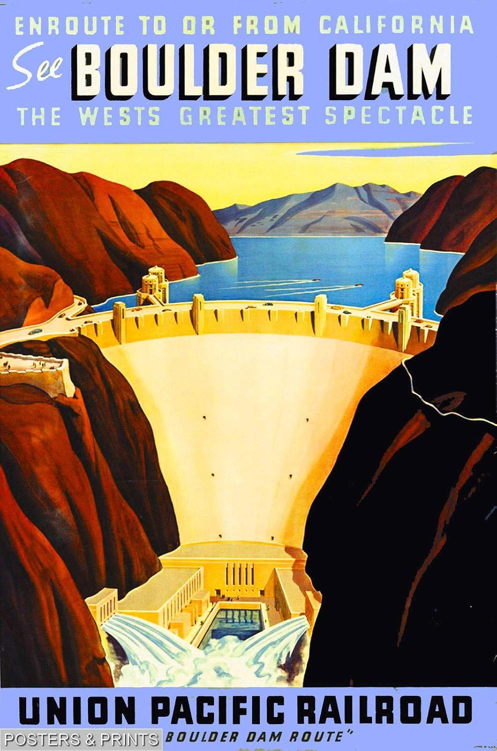 Designomite! 301412 See Boulder Hoover Dam Nevada Vintage United States Travel Advertisement Decor Wall 16x12 Poster Print