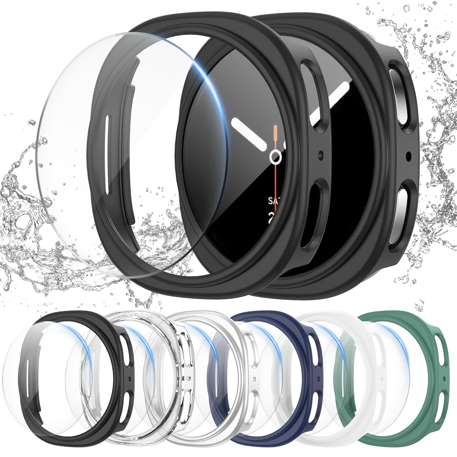 Landhoo 6+6 Pack for Samsung Galaxy Watch 8/9 40mm Screen Protector Case