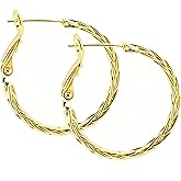ToHeart 14K Silver Gold Braided Hoop Earrings for Women Lightweight Party