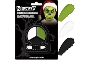 BADCOLOR Black White Ogre Green Face Body Paint with Applicator, Oil Based Face Painting Kit for Halloween Green Monster, Frankenstein, Alien, Evil Creature Makeup, SFX Cosplay, Costume Parties, Dress Up