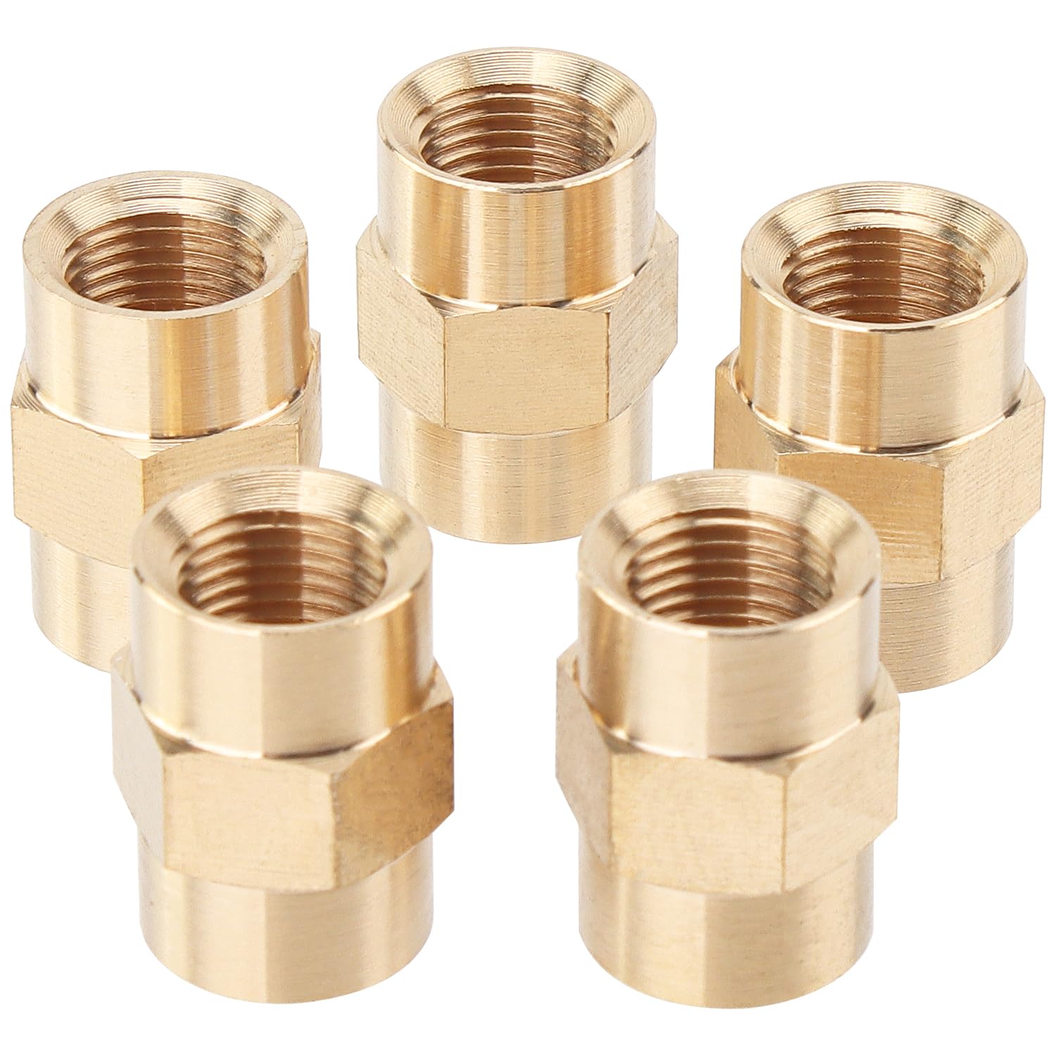 LTWFITTING Brass BSP Pipe Fitting 1/8-Inch Female BSPP Coupling Water Boat (Pack of 5)