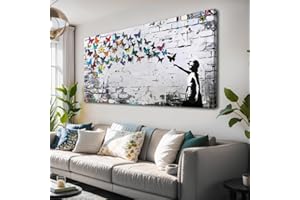 Colorful Graffiti Wall Art Funny Butterfly Paintings Banksy Street Art Mural Pop Art Home Office Wall Decor Framed Canvas Wal