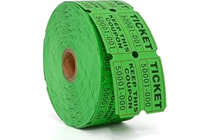 L LIKED Raffle Tickets Double Roll 1000 per Roll 50/50 Raffle Tickets for Events, Entry, Class Reward, Prizes (Green)