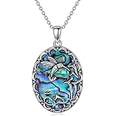 Plesitep Abalone Shell Hummingbirds Necklace for Women Vintage 925 Sterling Silver Hummingbird Pendant Jewelry for Mom Her