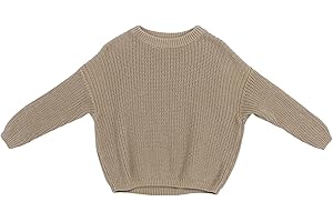 Toddler Knit Sweater Long Sleeve Crew Neck Soft Ribbed Crochet Pullover Sweater Clothes Plain Cute Warm for Baby Infant