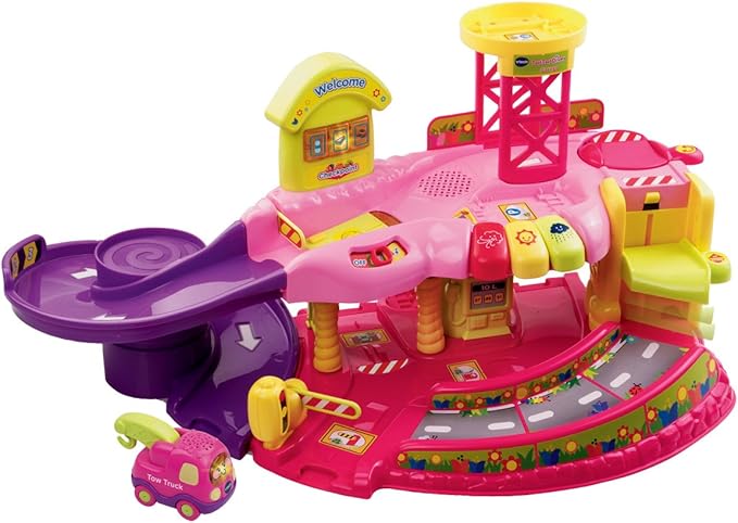 pink toy car garage