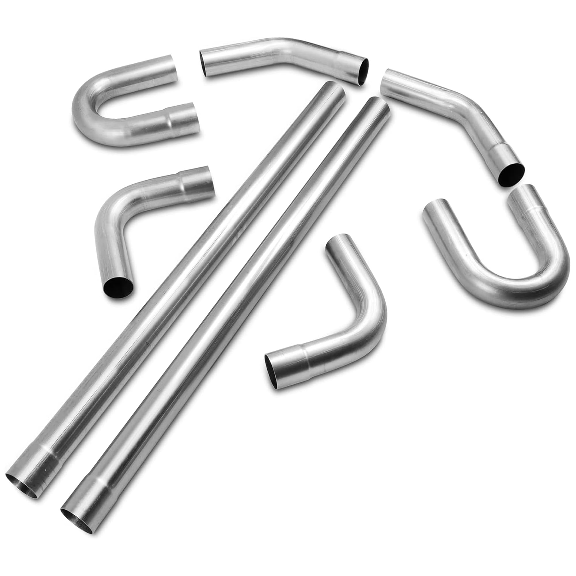 Photo 1 of JY PERFORMANCE 2.5 Inch Universal T304 Stainless Steel Exhaust Pipe Tubing Kit 16 Gauge Custom Straight U Bend 45 & 90 Degree Mandrel 8PCS