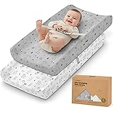 2-Pack Baby Changing Pad Cover for Girl, Boy - 32x16 Soft Viscose Derived from Bamboo Baby Diaper Changing Table Pad Cover Sheets, Neutral, Snug Fit Nursery Diaper Change Sheets (Woodland)