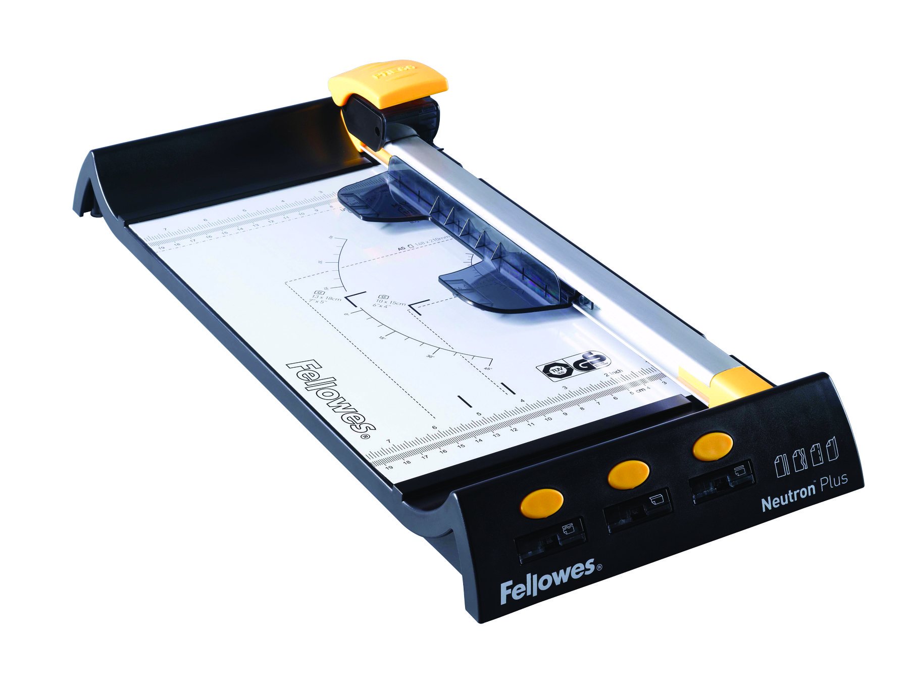 Fellowes Neutron Plus A4 Paper Cutter Guillotine - 32CM Cutting Length Guillotine Paper Cutter - 10 Sheet Capacity - Ideal for Home Use - Black