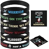 6 Pcs Men Motivational Bracelets Rubber Wristbands Christian Gifts | Inspirational Quote Wristbands with Reminder Card for Men, Faith Groups, Sports, Church and Encouragement Gifts