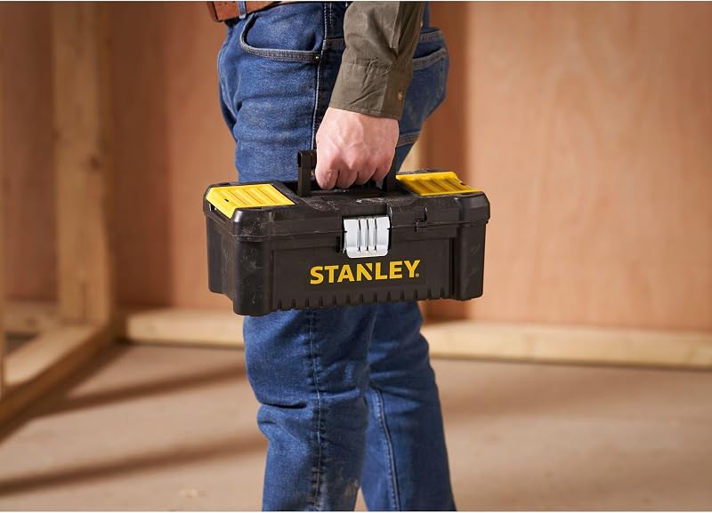Stanley stst1-75515 - caixa de ferramentas de plástico com trava de metal, 18 x 13 x 32,5 cm, preta, amarela, 12,5"