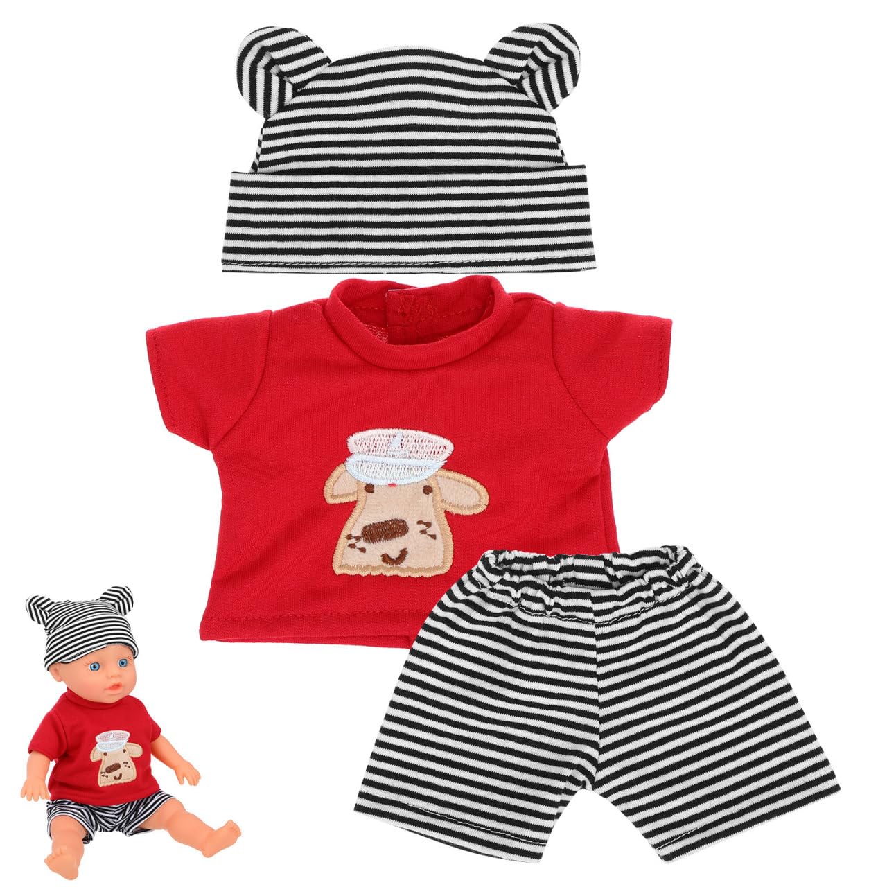 Warmhm Doll Clothes Soft Outfits with Hat and Pants for Newborn Reborn Dolls Fit for Pretend Play and Nursery Accessories